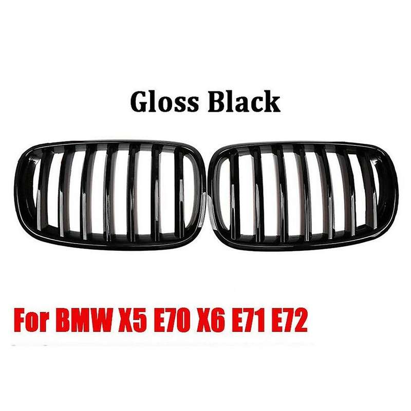 1 Pair Glossy Black Front Hood Kidney Grille Grill for- X5 X6 E70 E71 2007-2013 51137157687 51137157