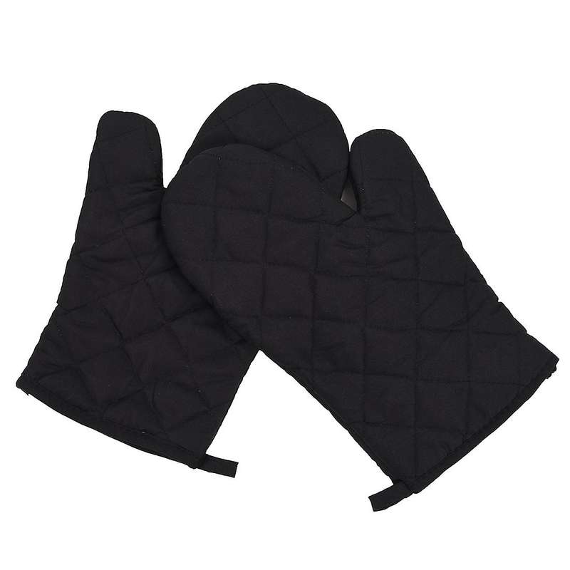 1 Pair Kitchen Craft Heat Resistant Cotton Oven Glove Pot Holder Baking Cooking Mitts Black