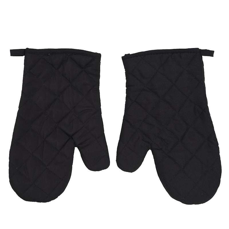 1 Pair Kitchen Craft Heat Resistant Cotton Oven Glove Pot Holder Baking Cooking Mitts Black