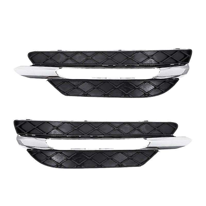 1 Pair L/R for - C-Class W204 2012-2014 Front Bumper DRL Grille Cover Silver Plating Lamp Hoods Deco