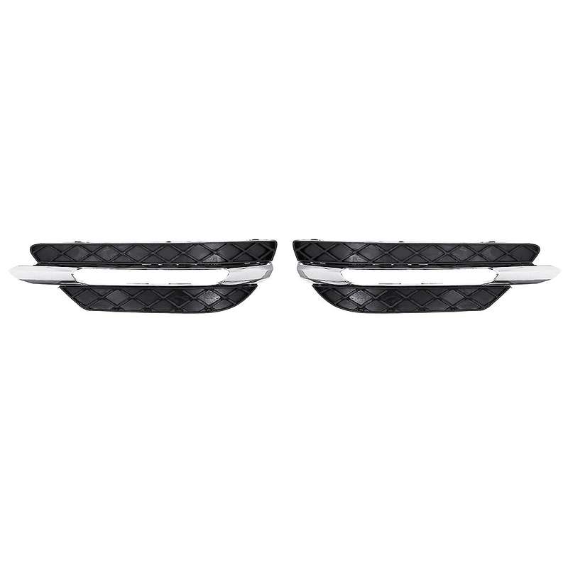 1 Pair L/R for - C-Class W204 2012-2014 Front Bumper DRL Grille Cover Silver Plating Lamp Hoods Deco