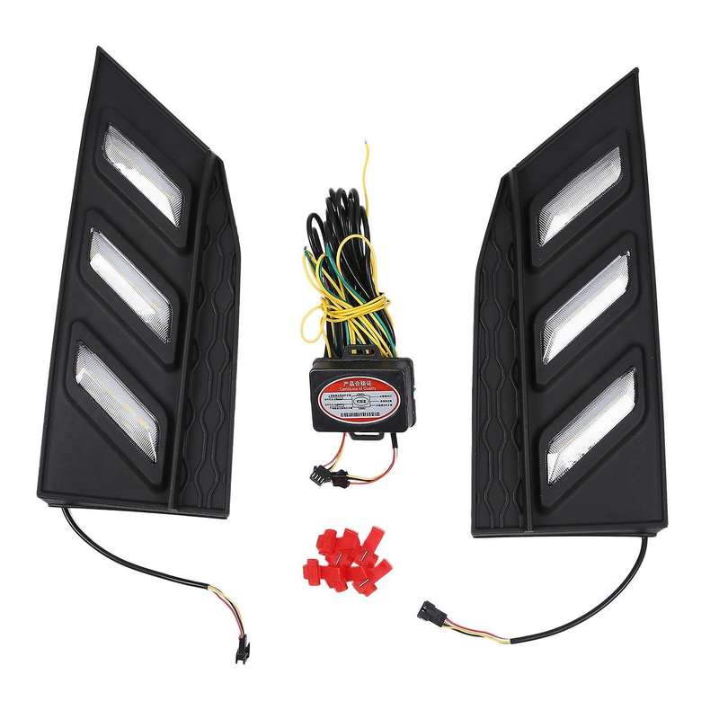 1 Pair LED DRL for 2019 2020 Sedan with Moving Signal Led Fog Lamp Cover Daytime Running Light