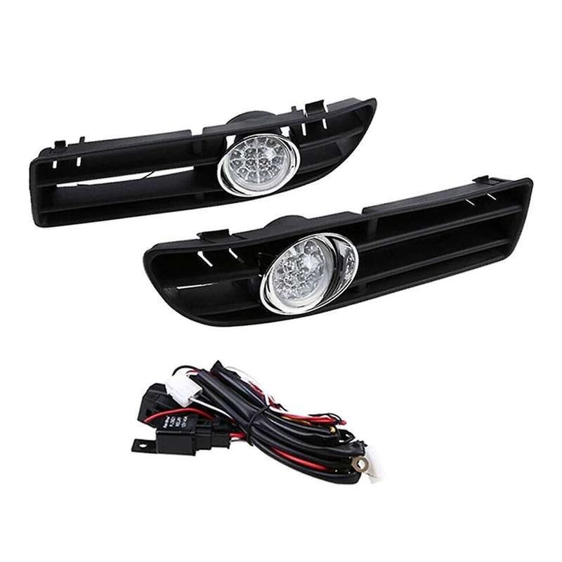 1 Pair Led Foglamp Front Grille Front Bumper Grille Fog Lights for Mk4 1999-2007