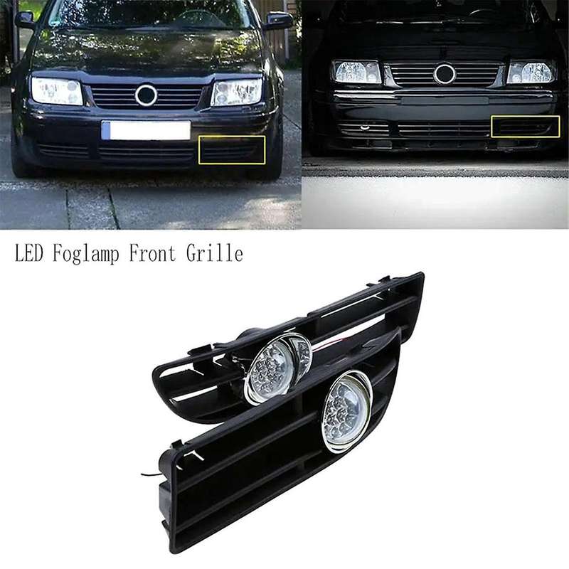 1 Pair Led Foglamp Front Grille Front Bumper Grille Fog Lights for Mk4 1999-2007