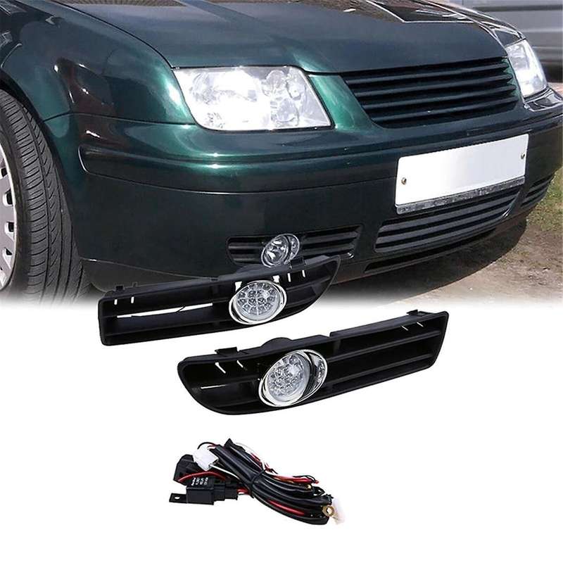 1 Pair Led Foglamp Front Grille Front Bumper Grille Fog Lights for Mk4 1999-2007