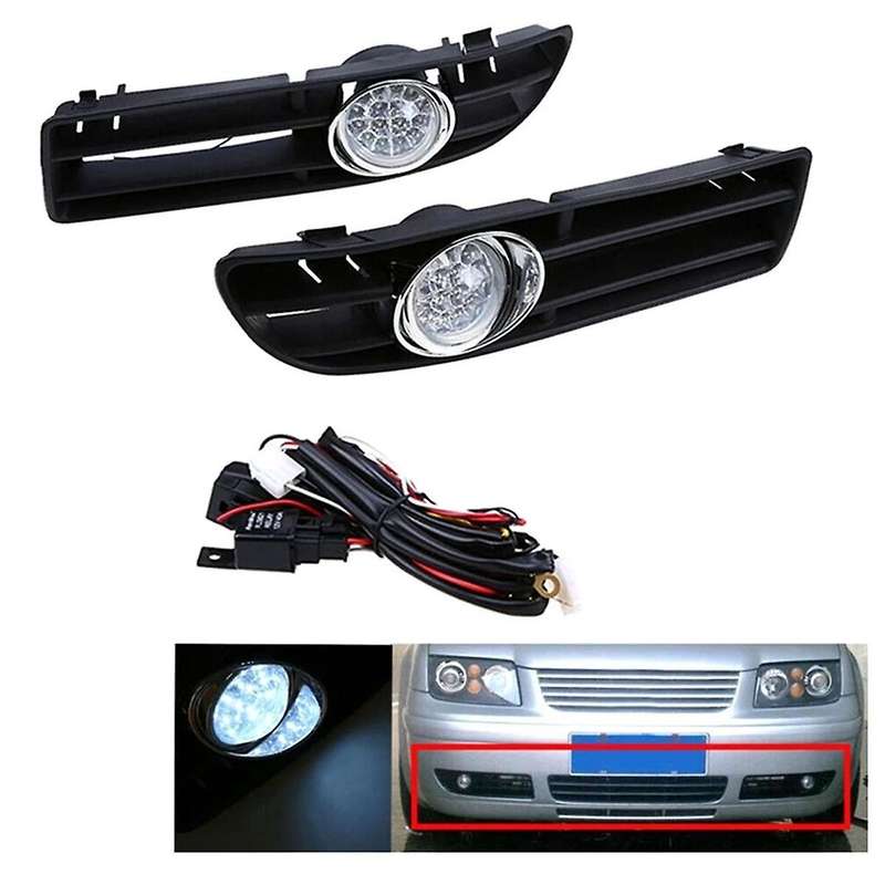 1 Pair Led Foglamp Front Grille Front Bumper Grille Fog Lights for Mk4 1999-2007