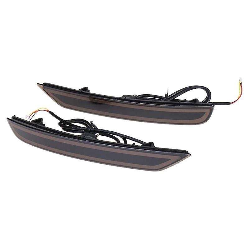 1 Pair LED Rear Bumper Reflector Tail Light for 2008-2019 Driving Brake Signal Fog Lamp Black Lens