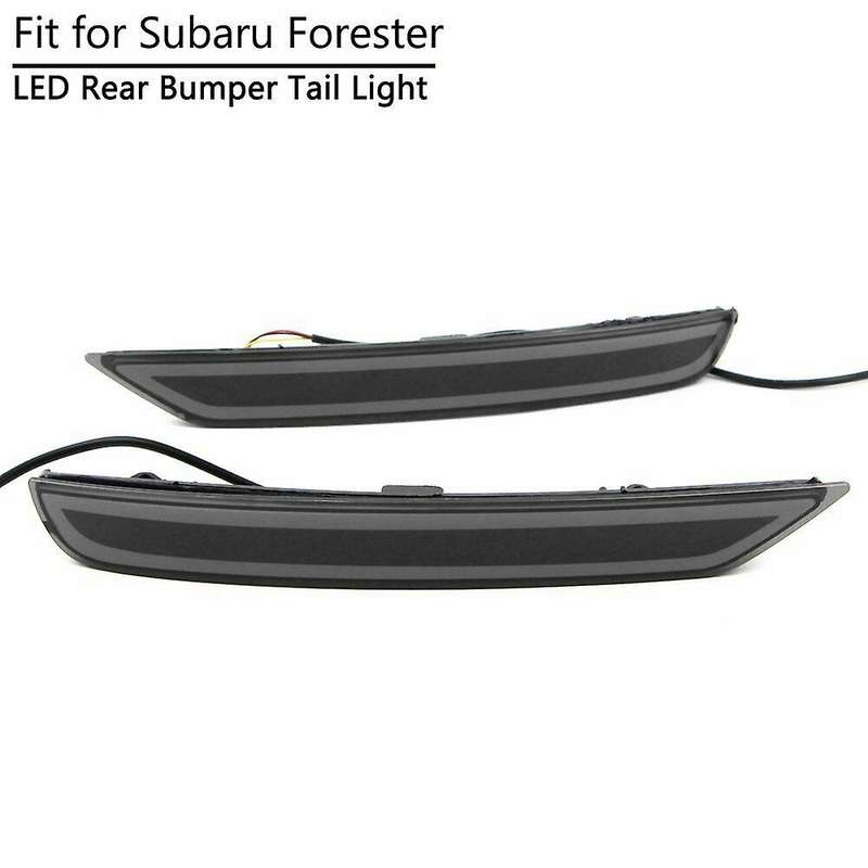 1 Pair LED Rear Bumper Reflector Tail Light for 2008-2019 Driving Brake Signal Fog Lamp Black Lens