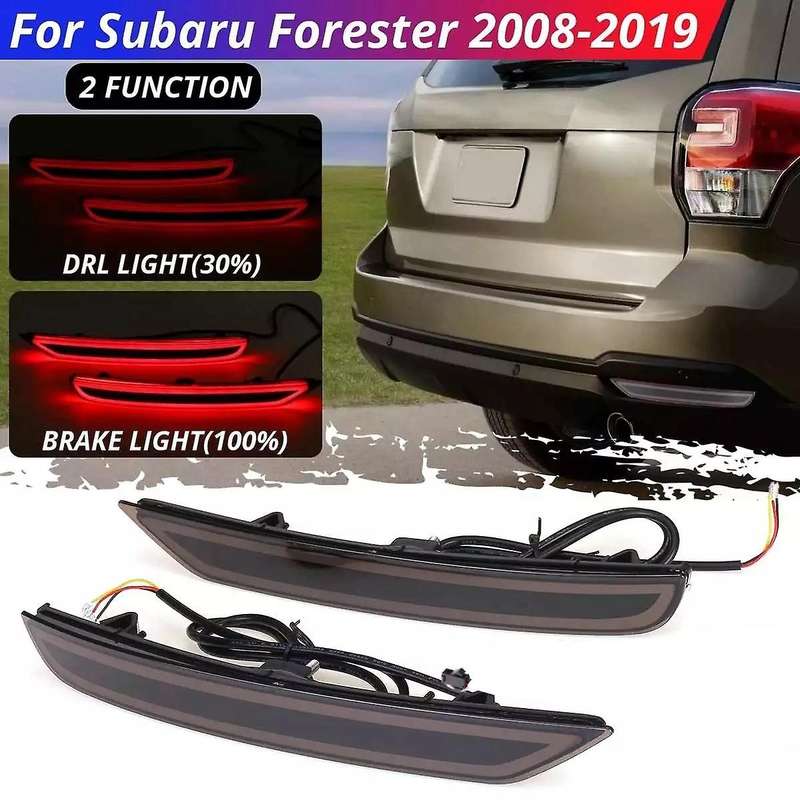 1 Pair LED Rear Bumper Reflector Tail Light for 2008-2019 Driving Brake Signal Fog Lamp Black Lens
