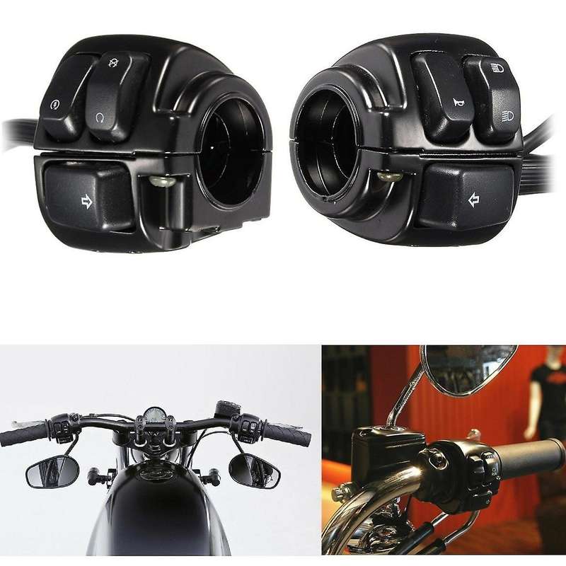 1 Pair Motorcycle Handlebar Control Lights Switch (25mm) with Wiring Harness for