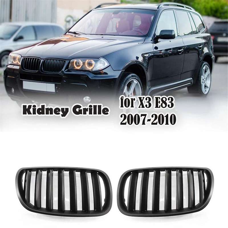 1 Pair Matte Black Front Grille Bumper Kidney Grille for E83 X3 Facelift 2007-2010