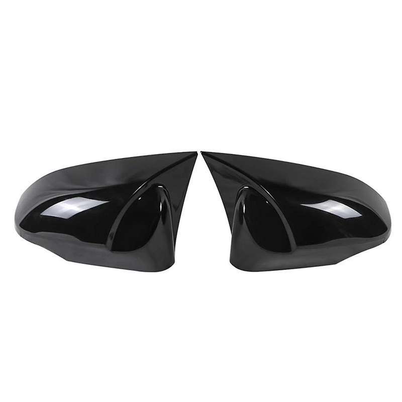 1 Pair of Bright Black Horn Rearview Mirror Housings Reversing Mirror Cover Stickers for 13-17 Part