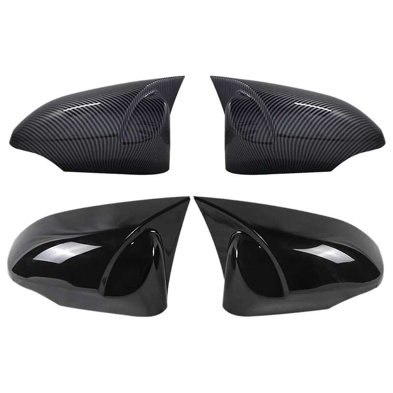 1 Pair of Carbon Fiber Horn Rearview Mirror Housings Reversing Mirror Cover Stickers for 13-17 Parts