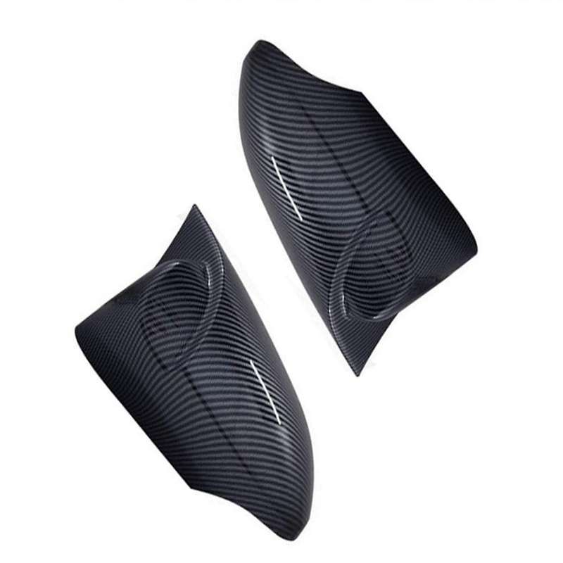 1 Pair of Carbon Fiber Horn Rearview Mirror Housings Reversing Mirror Cover Stickers for 13-17 Part