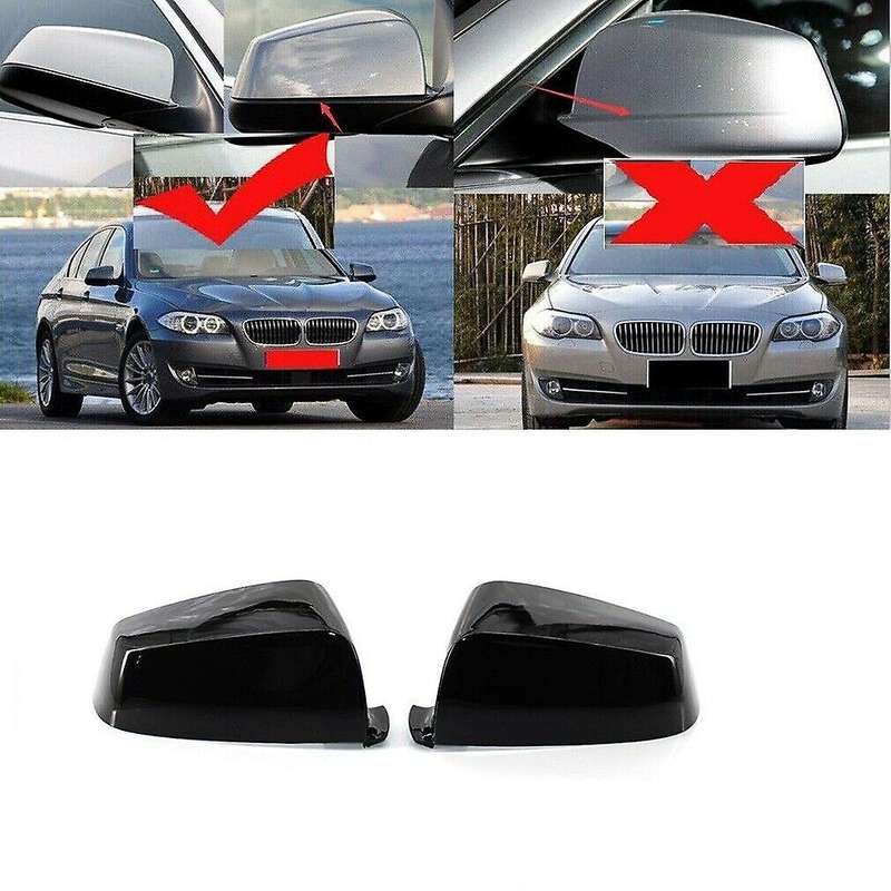 1 Pair Rear View Mirror Cover Caps for E60 E61 F10 F11 F01 F02 5/6/7 Series 2008-2013 Gloss Black Si