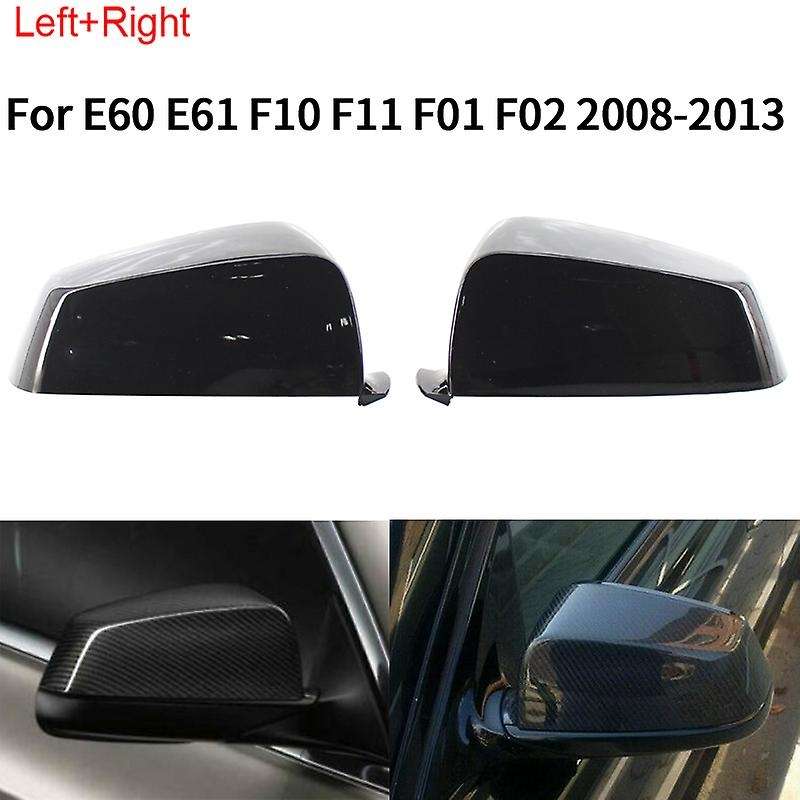 1 Pair Rear View Mirror Cover Caps for E60 E61 F10 F11 F01 F02 5/6/7 Series 2008-2013 Gloss Black Si