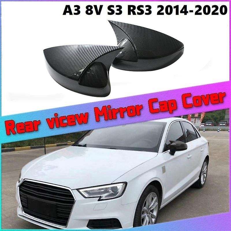 1 Pair Rear View Mirror Cover A3 Carbon Car Rearview Side Mirror Caps Add on Cover for - A3 8V S3 RS
