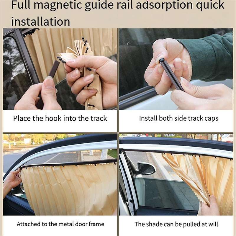 1 Pair Silver Front Car Sunshade Automatic Retractable Car Curtains Car Window Sun Protection for C