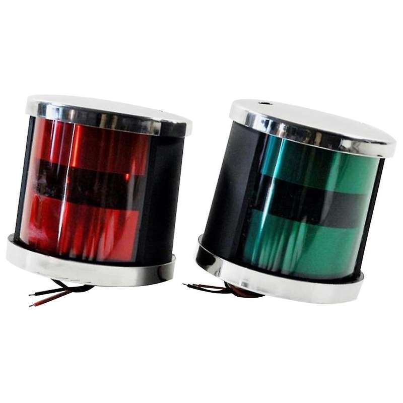 1 Pair Stainless Steel Universal 12-24V Marine Boat Yacht Red & Green LED Navigation Side Bow Lights
