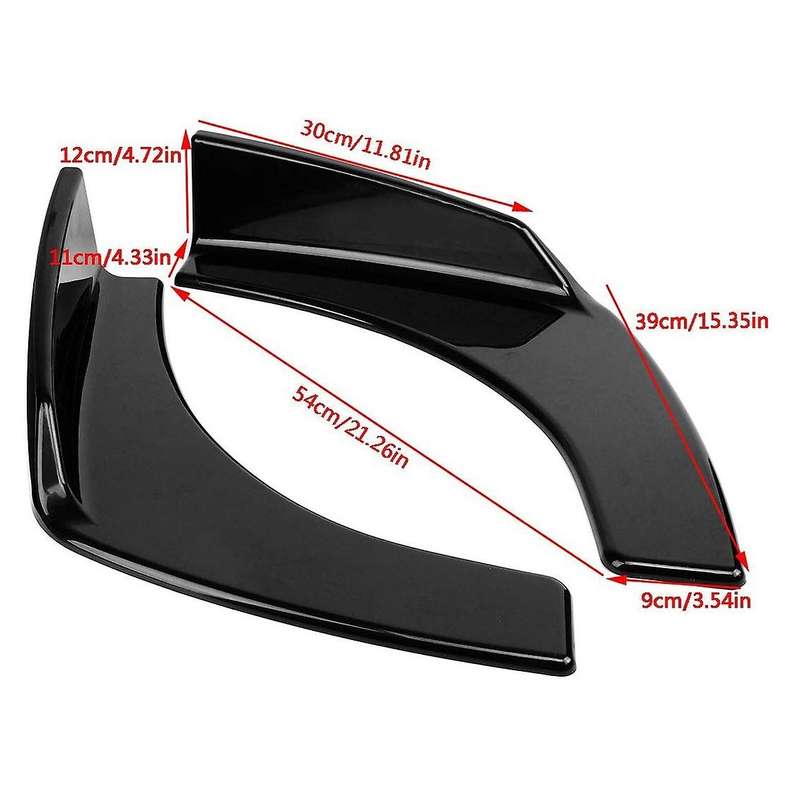 1 Pair Universal Car Front Bumper Lip Spoiler Splitters Winglets Flaps Cup Black