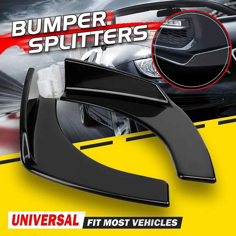1 Pair Universal Car Front Bumper Lip Spoiler Splitters Winglets Flaps Cup Black