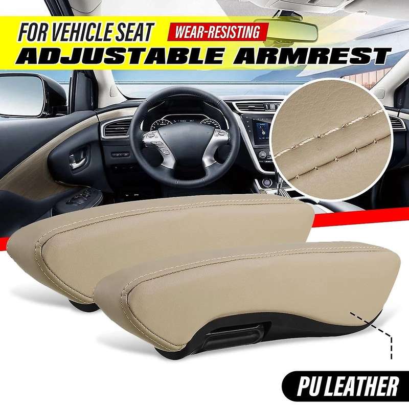 1 Pair Universal Car RV Bus Adjustable Seat Armrest Handrest Hand Holder Beige for Truck Trailer Car