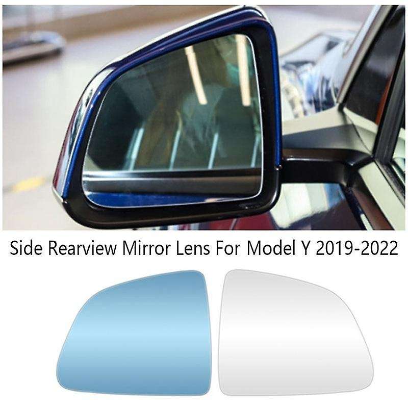1 Pair White Side Rearview Mirror Lens for Tesla Model Y 2019-2022