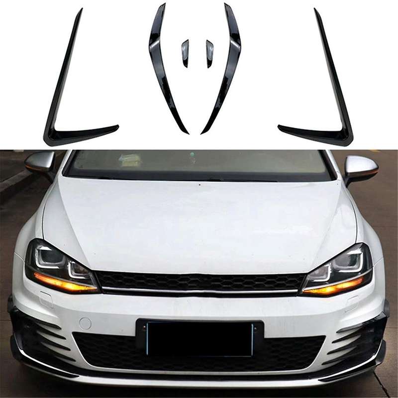 1 Paircar Front Bumper Spoiler Splitter Cover Fog Light Canard Trim for Golf 7 Golf Mk7 2013-2016 Do