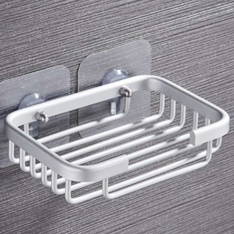 1 Pcs Drill Free Soap Dish Holder Wall Mounted Storage Rack Holder Hollow Type Soap Sponge Dish Bath