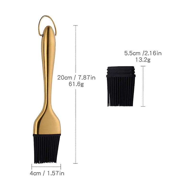1 Pcs Oil Brushes Stainless Steel Silicone Kitchen BBQ Grilling Baking Cooking Brushes Barbecue Cook