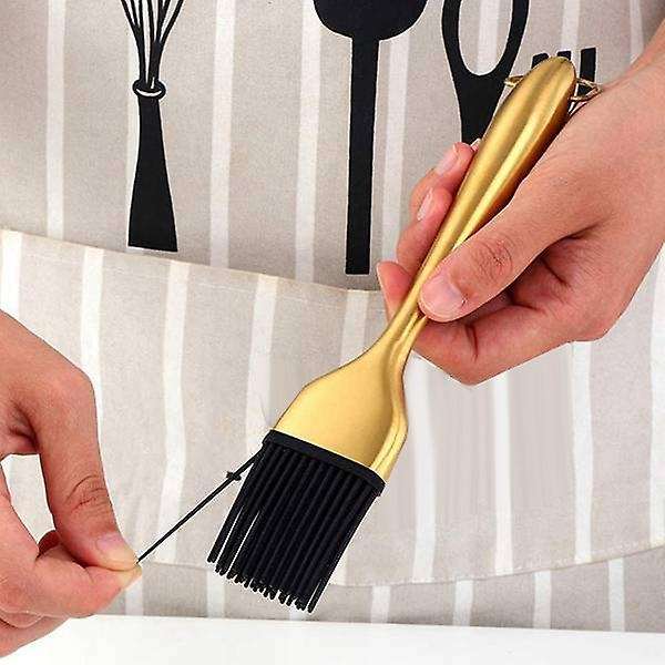1 Pcs Oil Brushes Stainless Steel Silicone Kitchen BBQ Grilling Baking Cooking Brushes Barbecue Cook