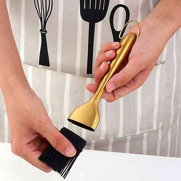 1 Pcs Oil Brushes Stainless Steel Silicone Kitchen BBQ Grilling Baking Cooking Brushes Barbecue Cook