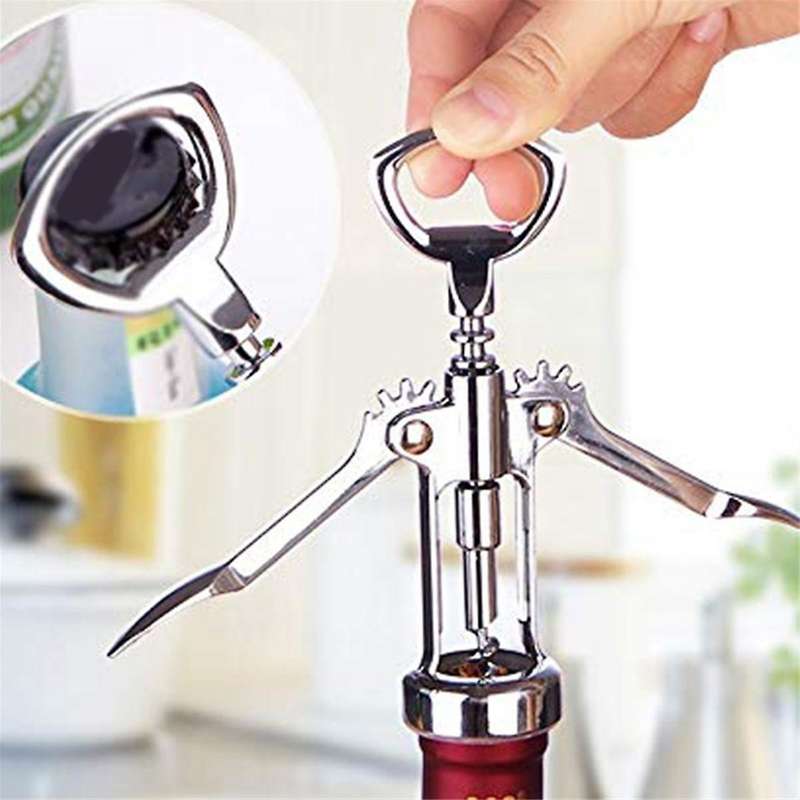 1 Pcs Portable Stainless Steel Red Wine Opener Wing Type Metal Sommeliers Wine Corkscrew Bottle Ope