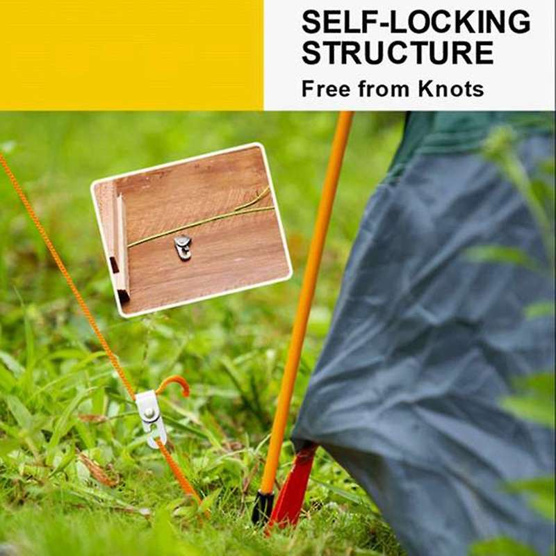 1 Set Automatic Lock Hook Self-Locking Knot Easy Tighten Rope Kit for Camping Tent Accessories 4Pcs