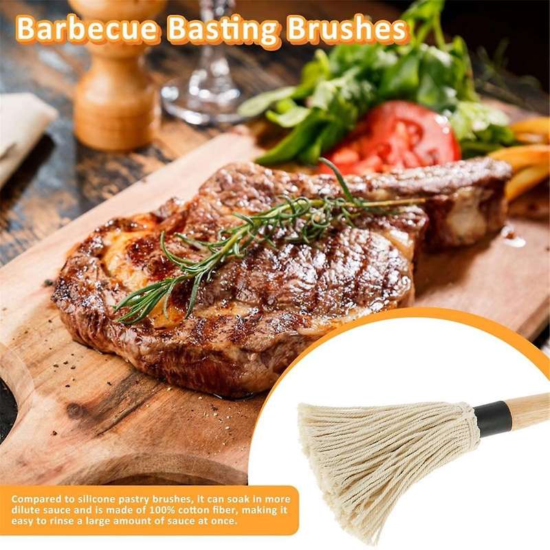 1 Set Bbq Mop 18.3 Inch Bbq Mop Brush Grill Brush Wooden Long Handle Grill Brush for Sauce Bbq Smoki
