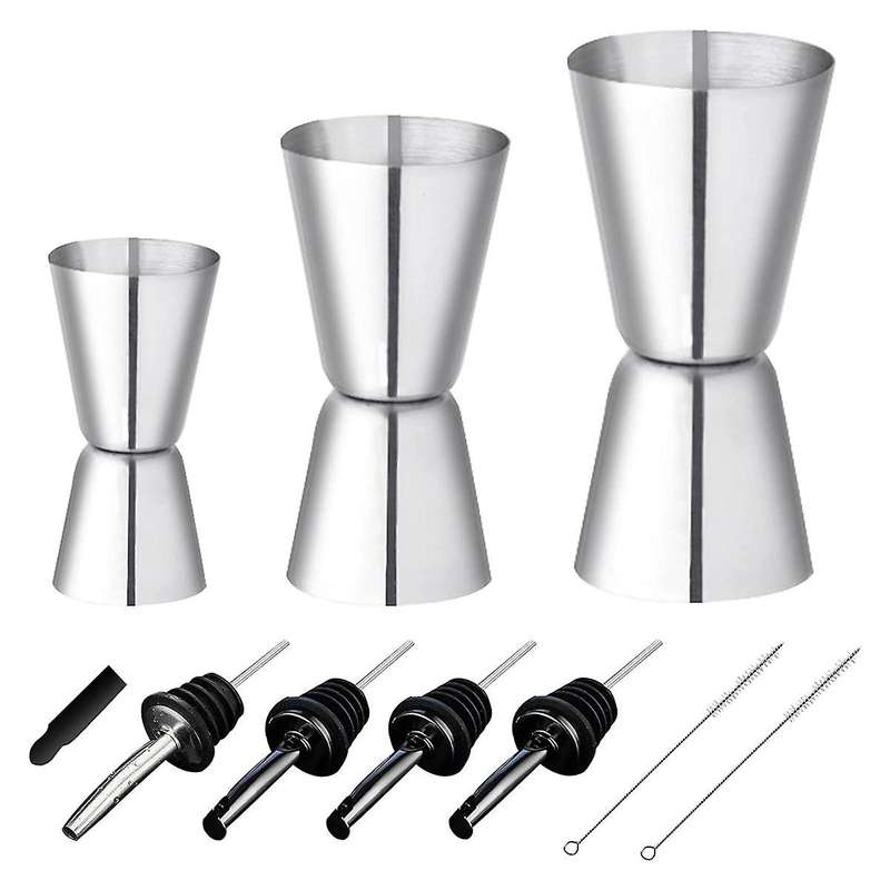 1 Set Cocktail Measuring Cups Stainless Steel Bar Measure 3/4/5cl Small Jigger with Inner Scaling D