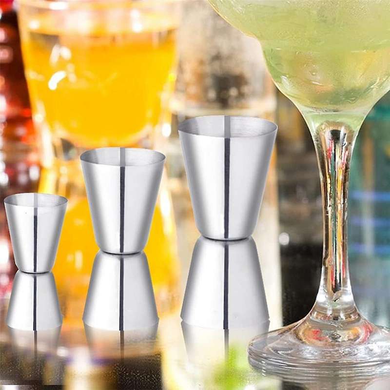 1 Set Cocktail Measuring Cups Stainless Steel Bar Measure 3/4/5cl Small Jigger with Inner Scaling D
