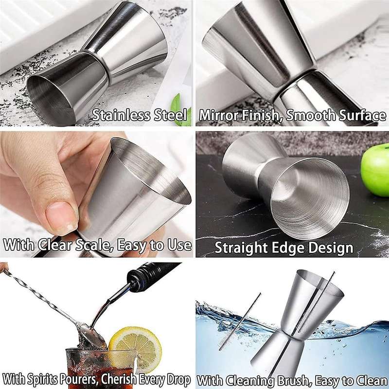 1 Set Cocktail Measuring Cups Stainless Steel Bar Measure 3/4/5cl Small Jigger with Inner Scaling D