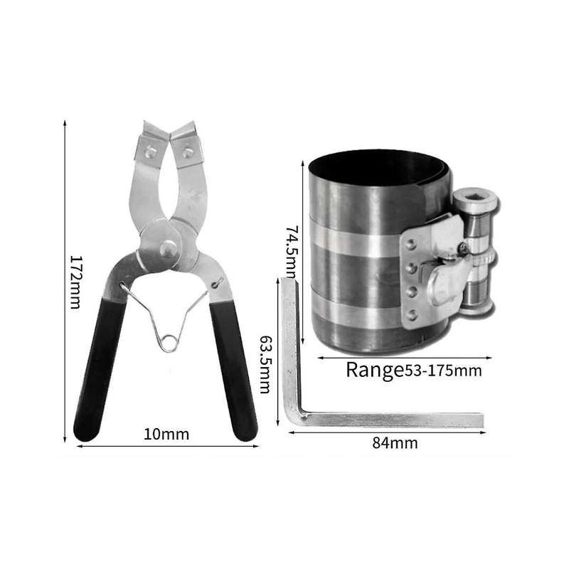 1 Set Engine Piston Ring Caliper Compressor Ratchet Pliers 53mm -175mm Tool Installer Expander Remo