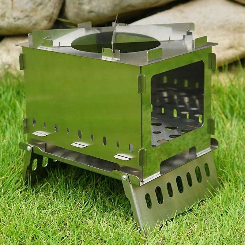 1 Set Folding Outdoor Camping Barbecue Wood Stove Windproof Hiking Picnic Cooking Burner Barbecue Gr