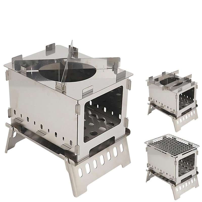 1 Set Folding Outdoor Camping Barbecue Wood Stove Windproof Hiking Picnic Cooking Burner Barbecue Gr