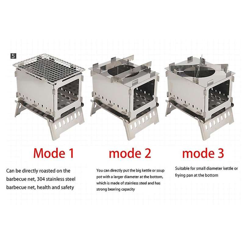 1 Set Folding Outdoor Camping Barbecue Wood Stove Windproof Hiking Picnic Cooking Burner Barbecue Gr