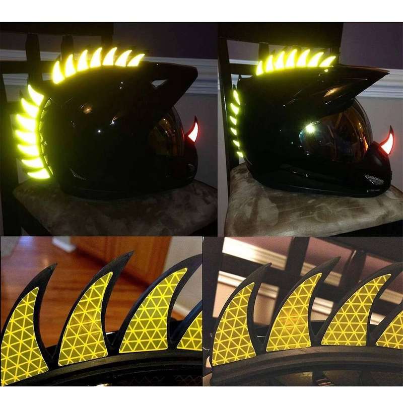 1 Set Helmet Sticker Dirt Reflective Rubber Biker Motocross Mohawk Biker Helmet Mohawks Spikes Motor
