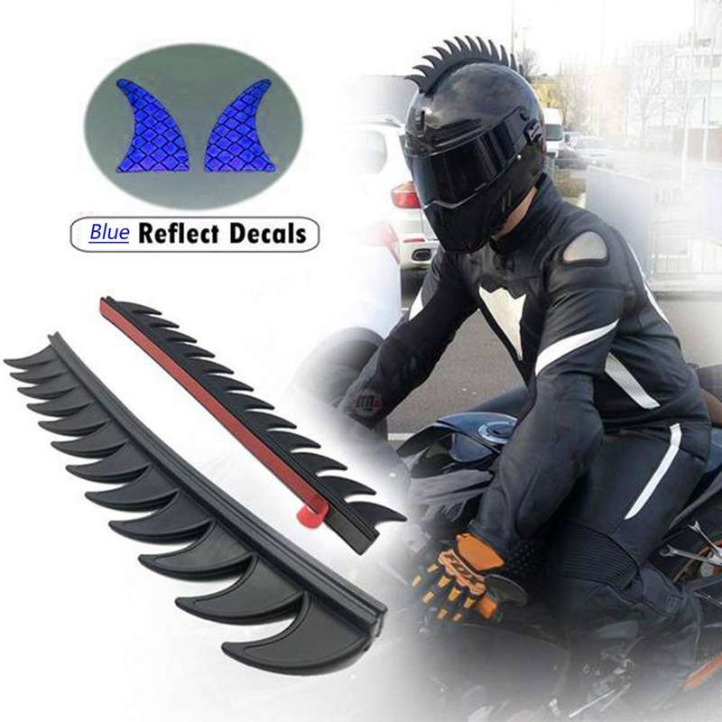 1 Set Helmet Sticker Dirt Reflective Rubber Biker Motocross Mohawk Biker Helmet Mohawks Spikes Motor