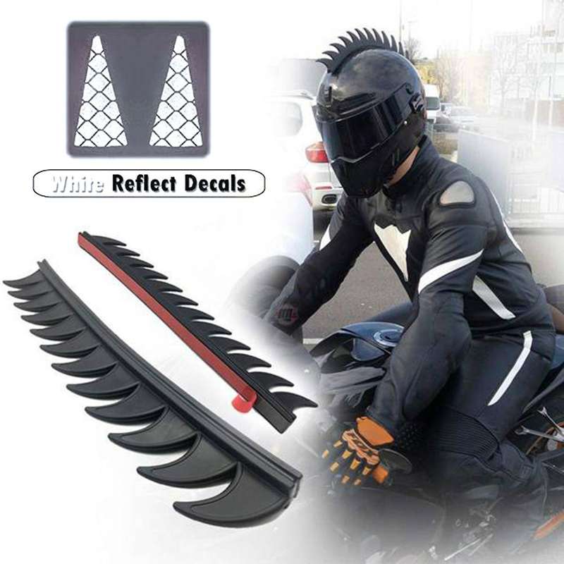 1 Set Helmet Sticker Dirt Reflective Rubber Biker Motocross Mohawk Biker Helmet Mohawks Spikes Motor