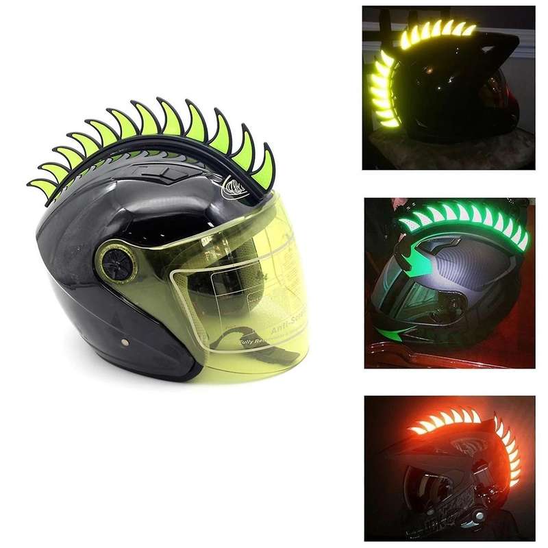 1 Set Helmet Sticker Dirt Reflective Rubber Biker Motocross Mohawk Biker Helmet Mohawks Spikes Motor