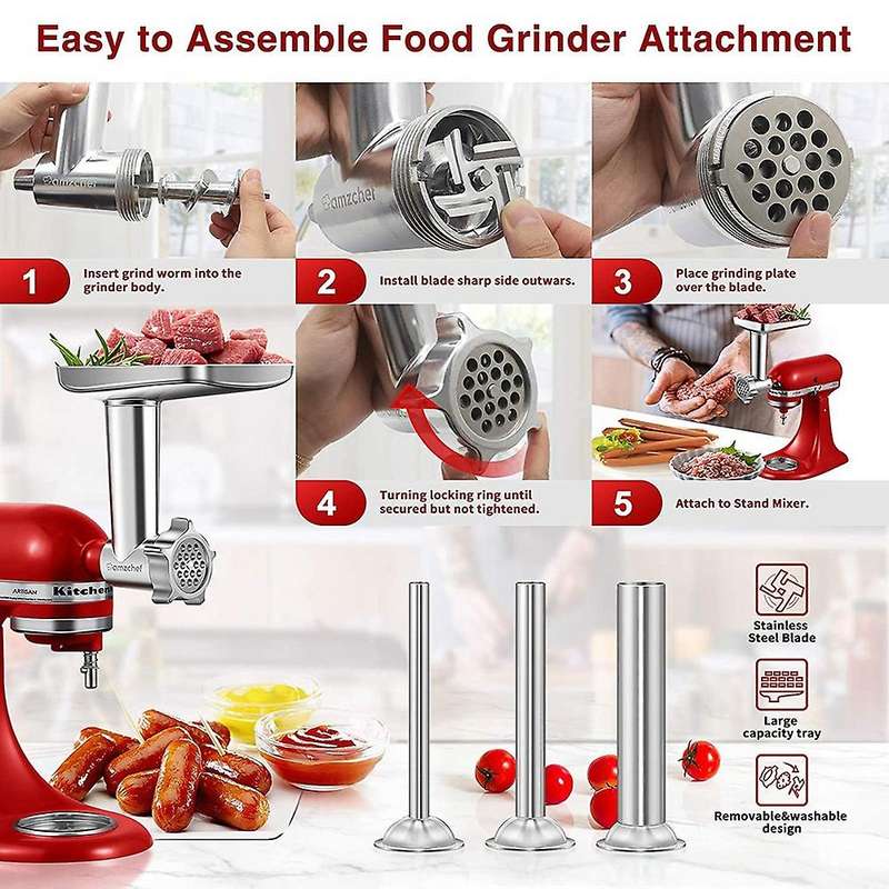 1 Set Metal Food Grinder Attachment for Stand Mixers, Meat Grinder Attachment Included