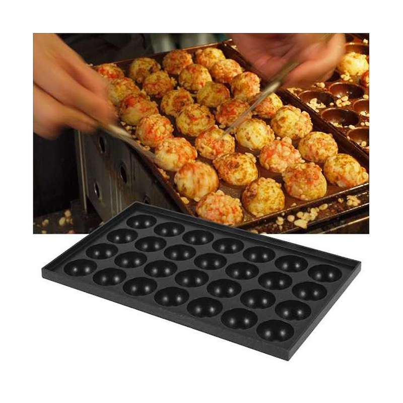 1 Set Octopus Meat Balls Mold No-stick Baking Tray Kitchen Takoyaki Cooking Tray 28 Holes Hot Plate