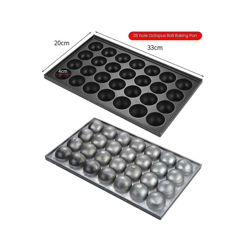 1 Set Octopus Meat Balls Mold No-stick Baking Tray Kitchen Takoyaki Cooking Tray 28 Holes Hot Plate