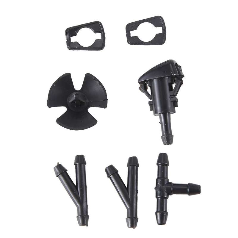 1 Set of Front Windshield Washer Nozzles 5113049AA with Fluid Hose Sprayer Nozzels Gaskets for